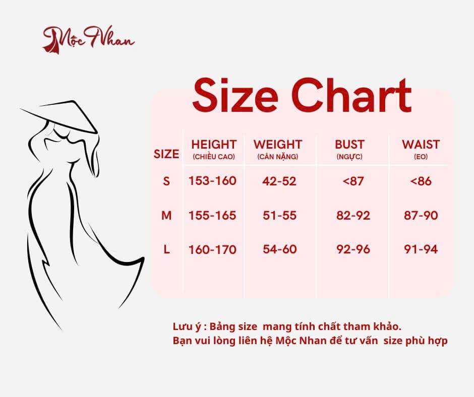 Bảng size Mộc Nhan